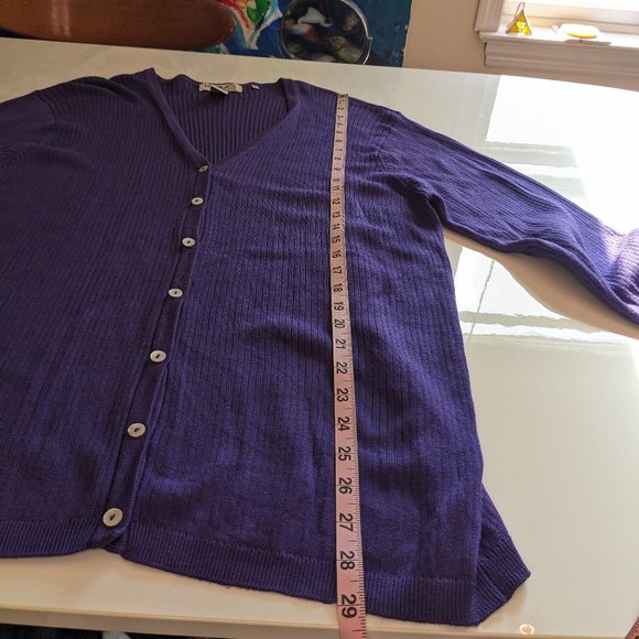 Vintage 70% Silk Ribbed Knit Cardigan in Purple by Kevo Woman - Picture 7 of 7